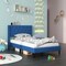 Costway Twin Size Upholstered Platform Bed with Button Tufted Wingback Headboard Blue/Grey